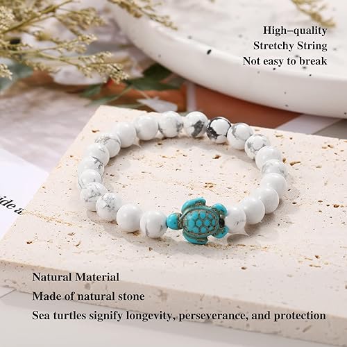 Miniatura 2 de Turtle Bracelet Sea Turtle Beaded Bracelet Father's Day gifts Natutal Stone Stretch Fits Most for Men Women Fashion Jewelry Valentines Day Gifts