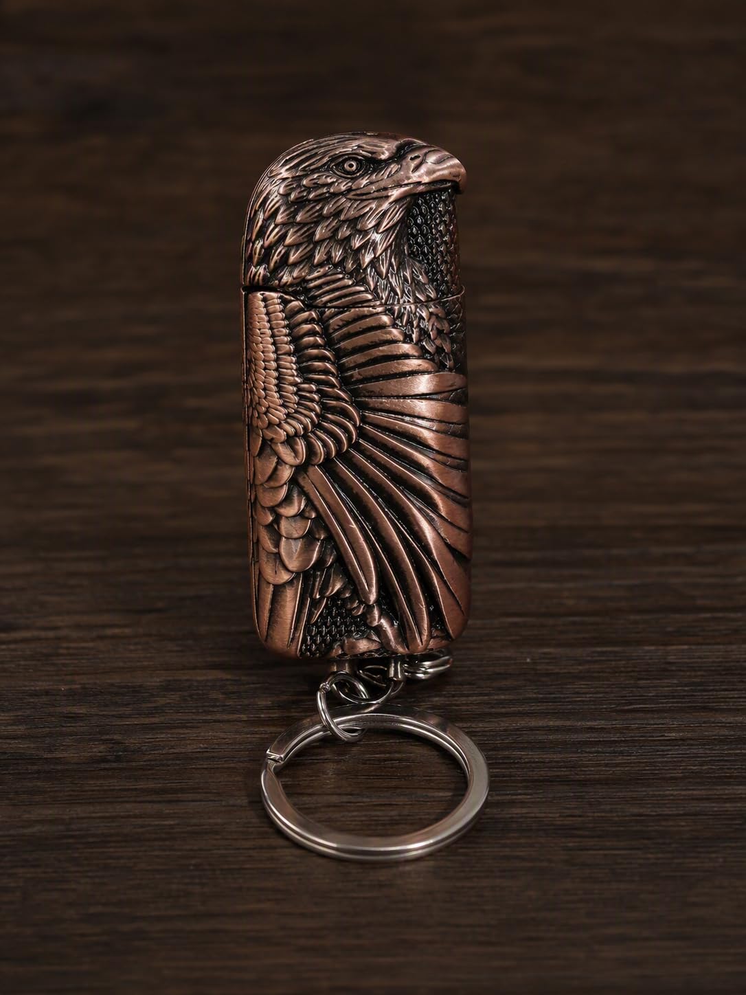 [TeamB] Premium Lighter - Unique Eagle Shaped Metal Keychain Lighter, Antique Retro Design, Refillable Butane Pocket Lighter for Cigarettes, Collection & Gift - Copper Gold Finish-image-5