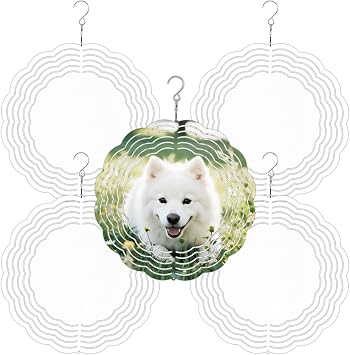 5 Pack Sublimation Wind Spinner Blanks 8 Inch 3D Wind Spinners Metal Aluminum Sublimation Blank, Hanging Wind Spinner for Outdoor Yard Garden DIY Gift Indoor Decoration Round