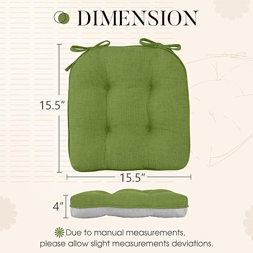 Miniatura 3 de Basic Beyond Cojines para sillas de comedor, 4 unidades, cojines de espuma viscoelástica con lazos y respaldo antideslizante, 15.5 x 15.5 pulgadas,
