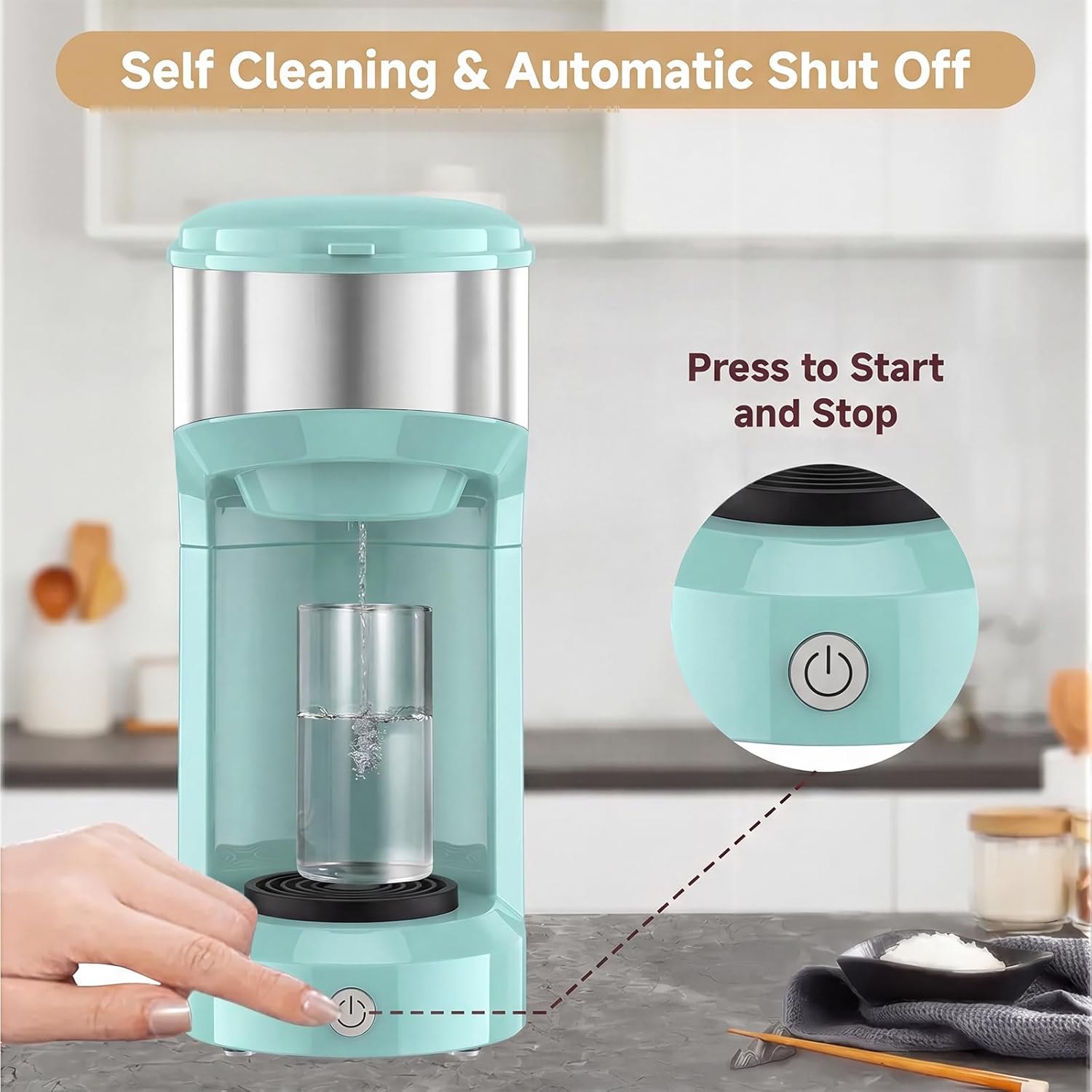 Coffee Maker, 2 in 1 Single Serve Brewer for K Pod & Ground Coffee, 90s Rapid Brew 6 to 14oz Capacities with Auto Shut Off, Small Compact Design for Home Office Travel Camping-Green image 5