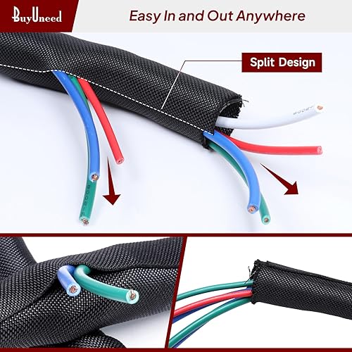 Miniatura 3 de Tubo de alambre trenzado de 14 pulgadas a 26 pies para automóvil, ligero, flexible y de repuesto para telar de cableado de arnés de cable