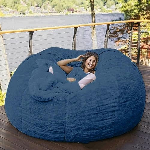 HWOEK Puf de gran tamaño de piel gigante (sin relleno) para muebles de sala de estar de adultos, grande, redondo, suave, esponjoso, sofá perezoso,
