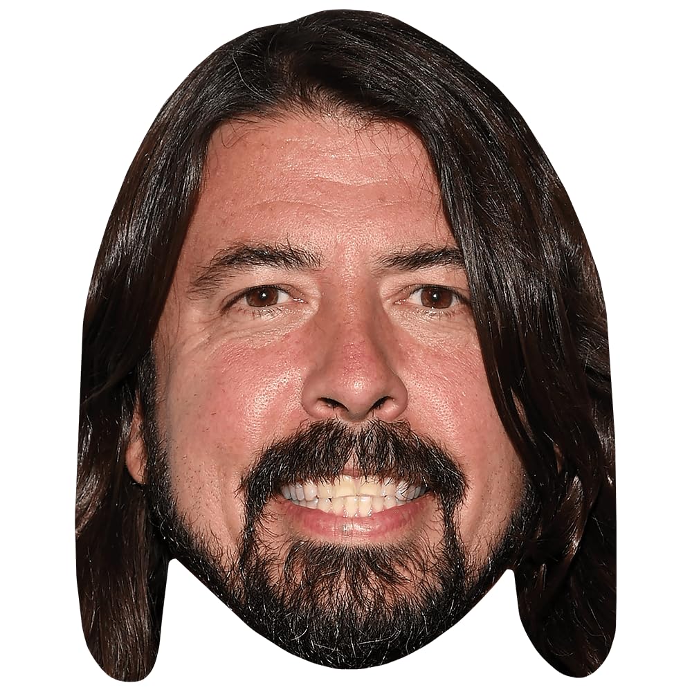 Celebrity Cutouts Lifelike Dave Grohl (Long Hair) Celebrity Mask, Flat Card Face, Fancy Dress Mask