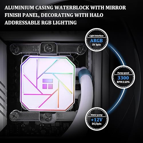 Miniatura 4 de Thermalright Aqua Elite 240 Enfriador de CPU blanco V3 Aio, 240 filas de refrigeración líquida, ventiladores ARGB PWM para Intel