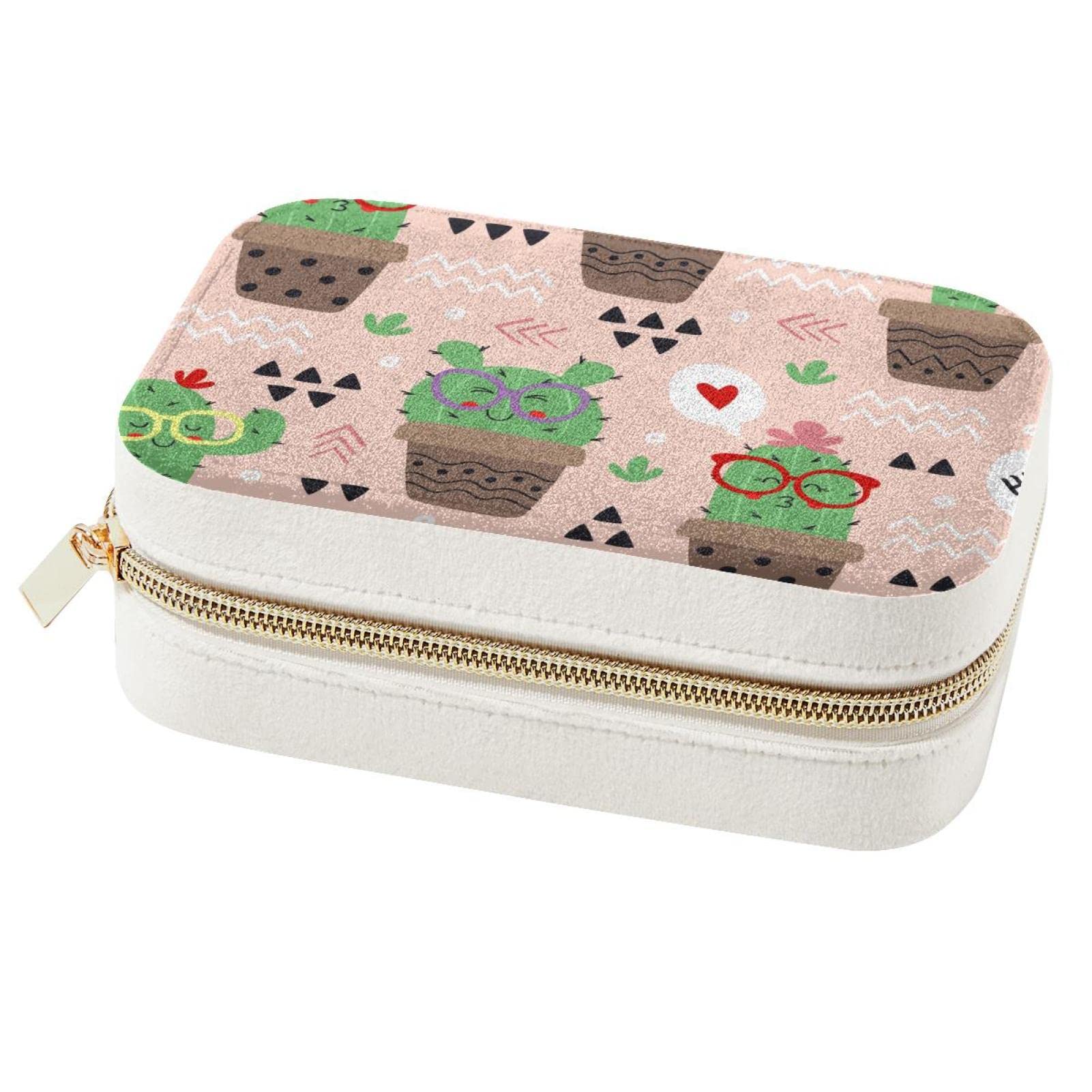 Boîtes de rangement pour femmes et filles boîte à bijoux rose motif cactus