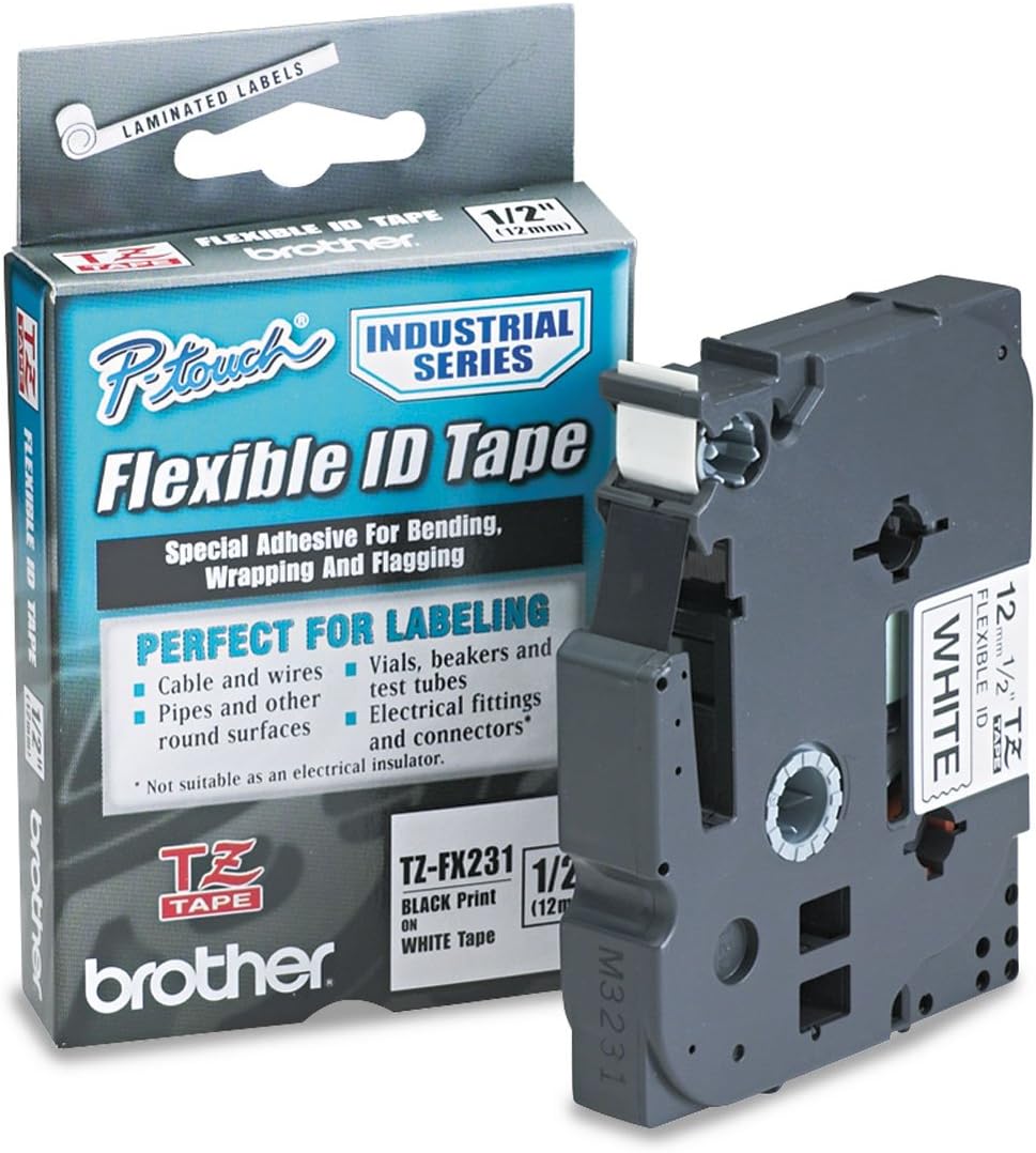 Brother TZEFX-231 Flexible Tape - 0.47quot; Width x 26.20 ft Length - 1 / Each - Rectangle - Thermal Transfer - White