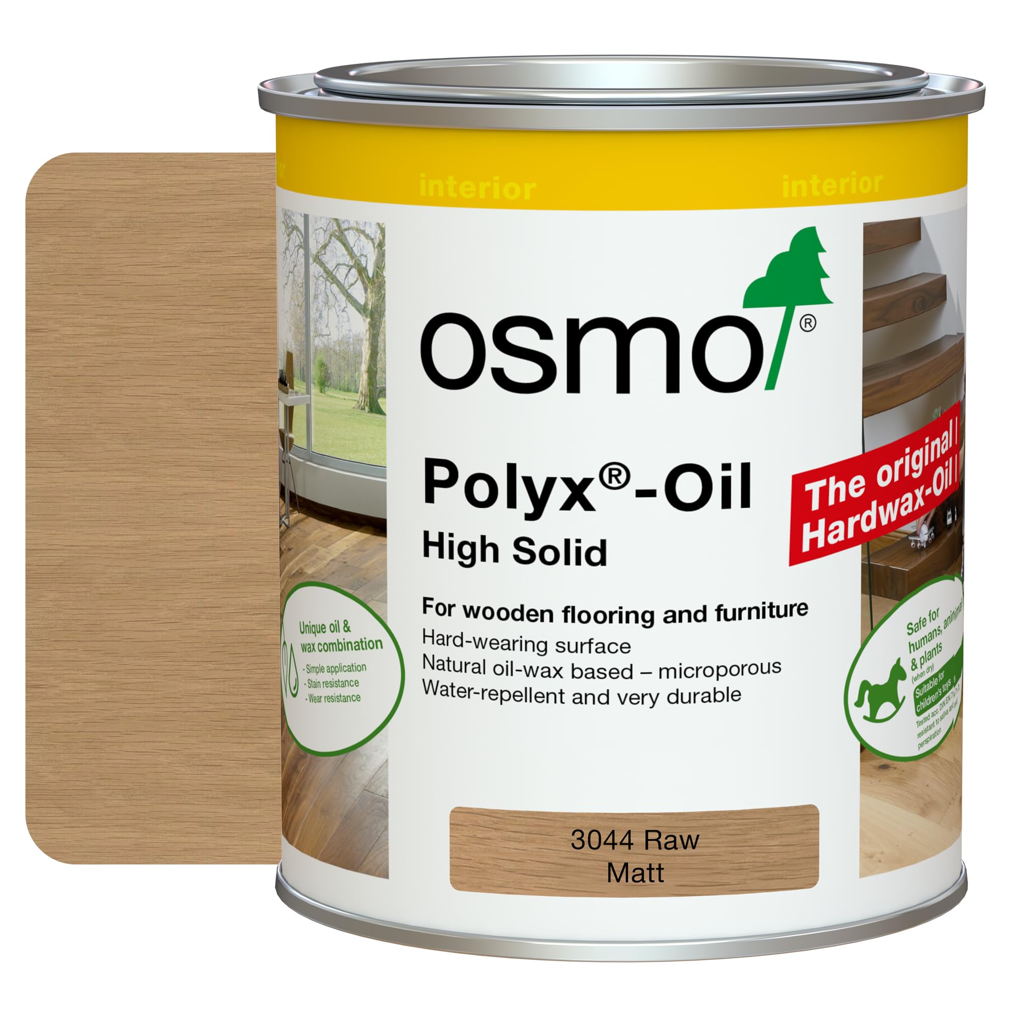 Osmo Polyx®-Oil Effect- Hard Wax Oil 3044C, Raw Matt, 750ml - Durable Wood Oil for Wooden Furniture, Water-Resistant Floor Wax, Wood Treatment & Wood Finish - Ideal for Oak, Pine, Spruce, Beech & More