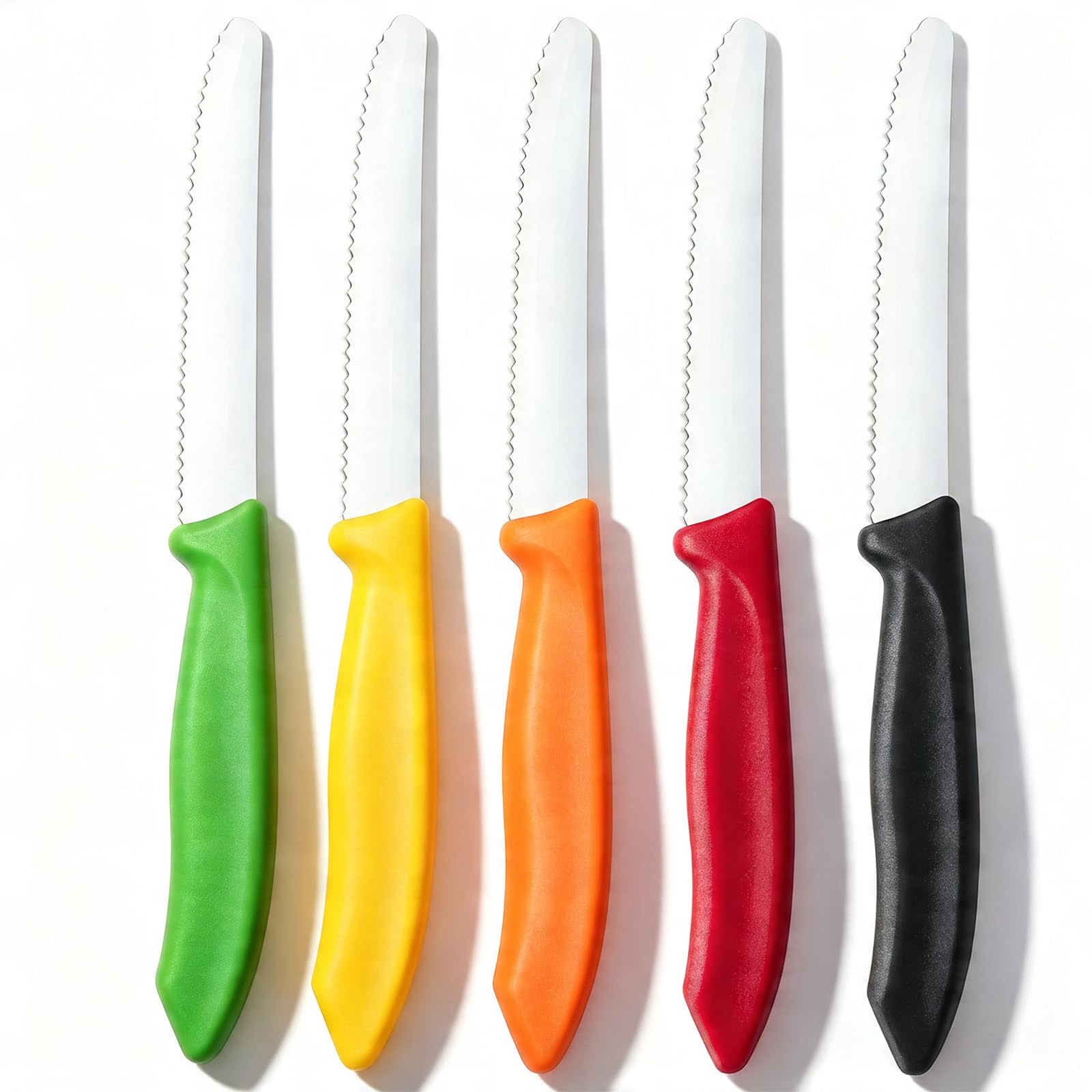 Swiss Classic Tomato and Vegetable Knife Set, 5-Piece Sharp Blade, Serrated Fruit Tomato Cooking Knife, Vegetable Chopper Peeler, Stainless Steel, Easy Clean