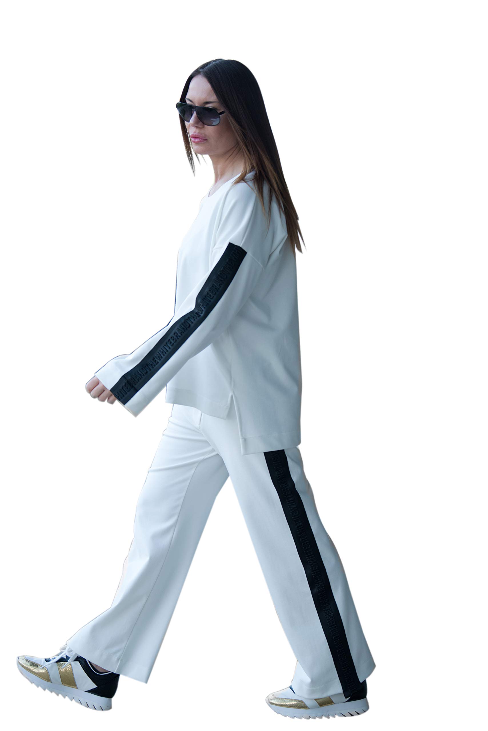 Survêtement grande taille pour femme - Ensemble à manches longues - 2 pièces - Chemisier ample et pantalon - Tenue de sport