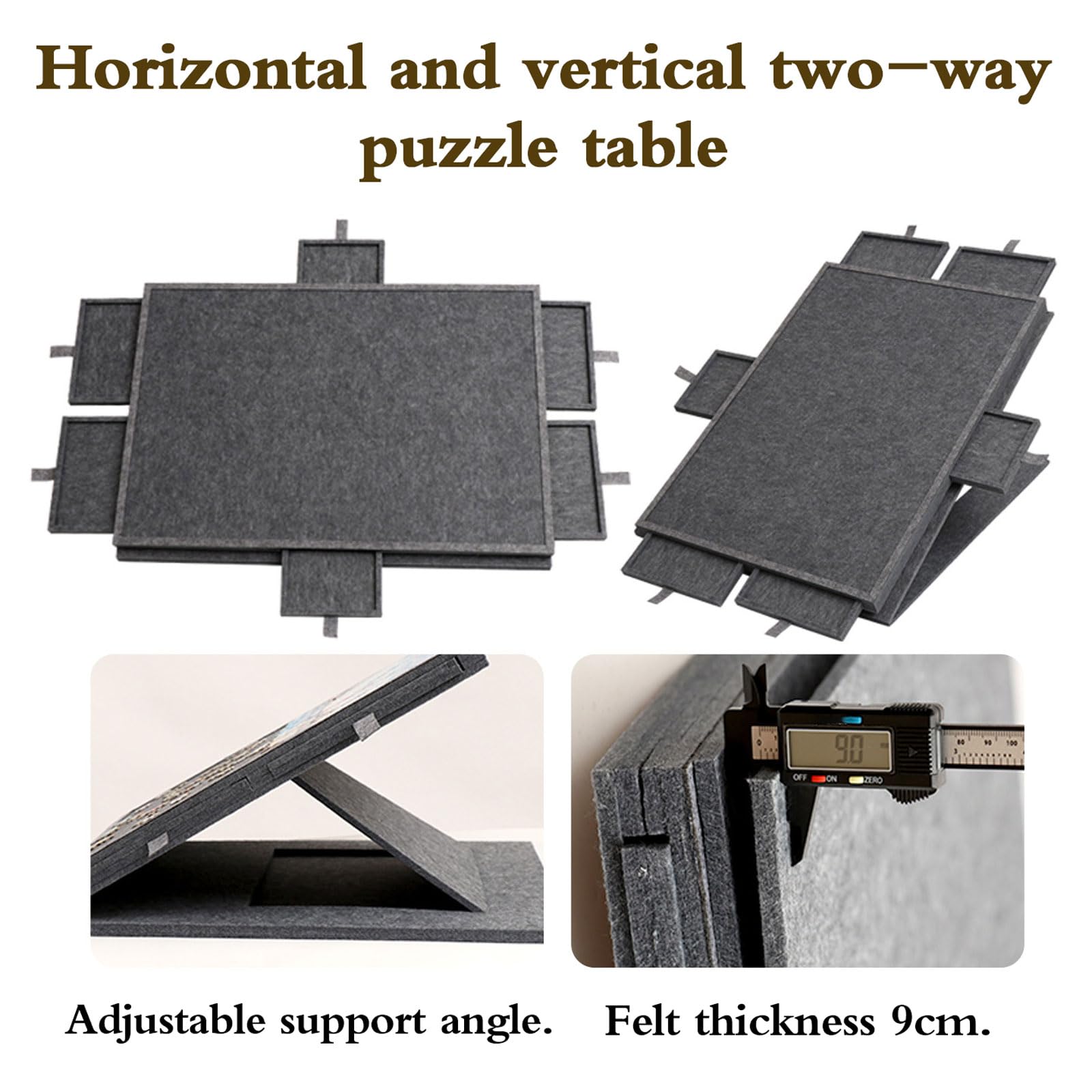 Leichte Filz Puzzletisch,Puzzle-Aufbewahrungsbrett,Faltbares Filz-Puzzlebrett,Drehbares Puzzlebrett,Einfach Verstaubau,rutschfest,für Puzzles mit weniger als 1500 Teilen