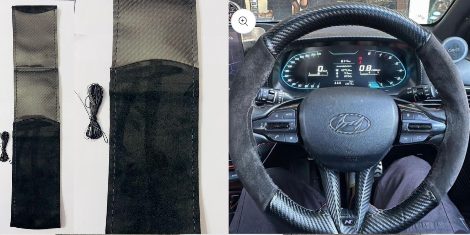 Black Alcantara Steering Wheel Grip Cover for Car Steering Soft Durable Universal Fit for All Car Steering Grip Cover with Stiching Thread.