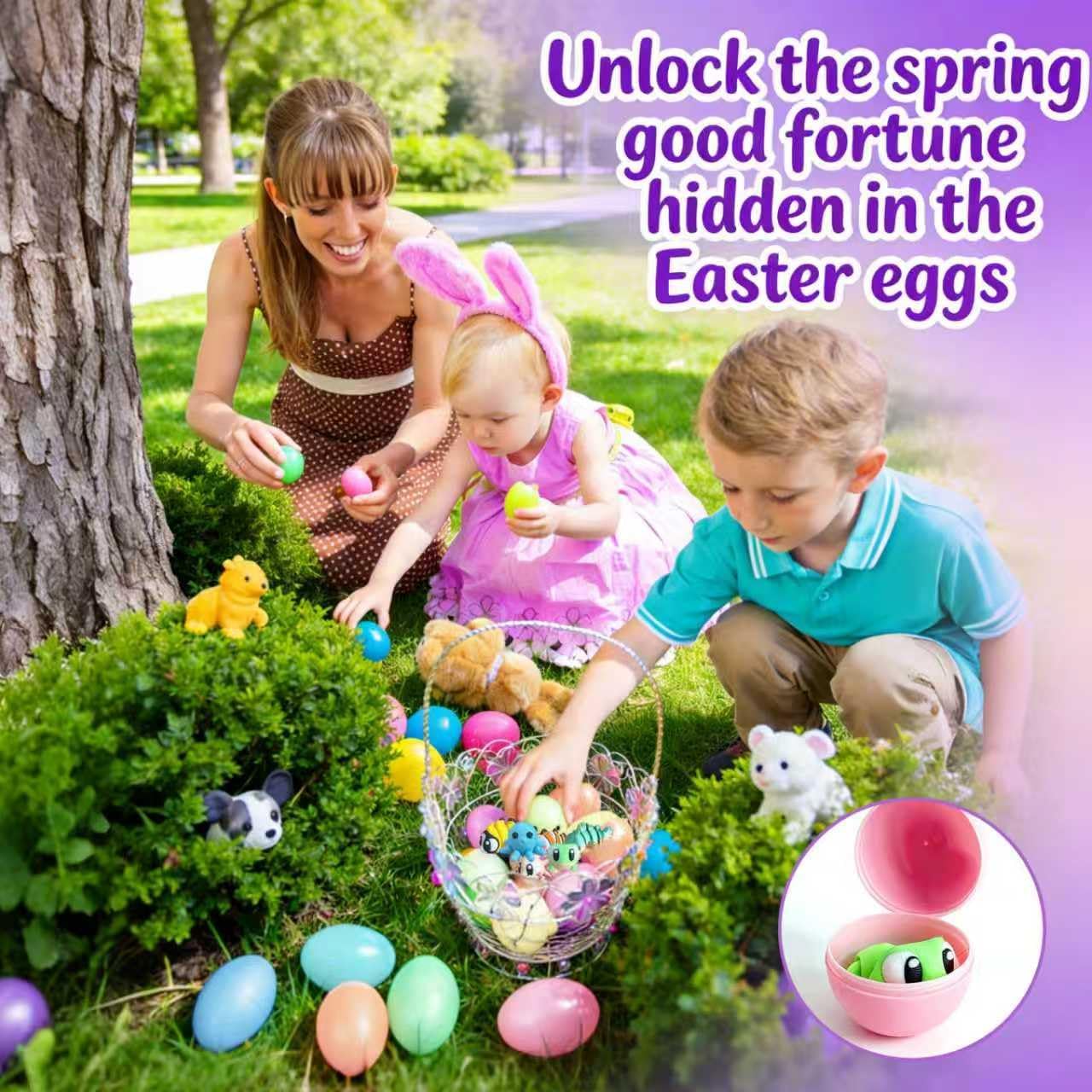 24 Pack Prefilled Easter Eggs with 3D Printed Animal Toys ，Ready to Use Basket Stuffers, Egg Hunt Fillers, Party Favors & Easter Gifts for Kids. Non-Candy Classroom Prizes for Toddlers, Boys & Girls.