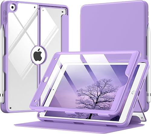 MoKo Funda para iPad de 9 generación con soporte para lápices, funda para iPad de 87 generación de 10.2 pulgadas, protector de pantalla integrado