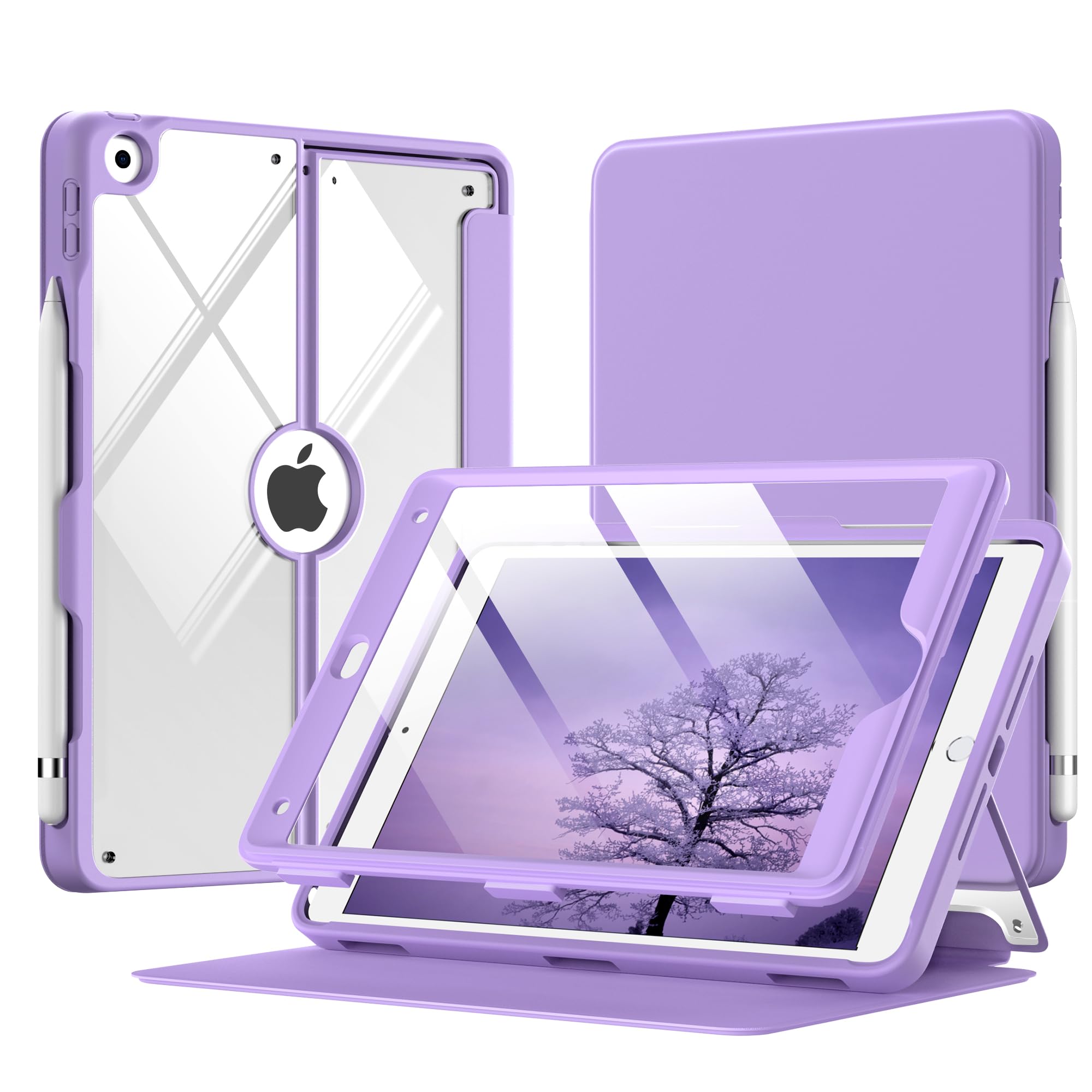 Protection écran iPad 9e/8e/7e génération coque intégrale violette - 8