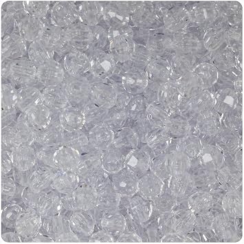 BeadTin Crystal Transparent 6mm Faceted Round Plastic Craft Beads 600pcs