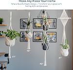 Nook Theory 4 Pack Macrame Plant Hanger - Hanging Planters for Indoor Plants, Boho Plant Holder with 8 Ceiling Hooks (Cream)