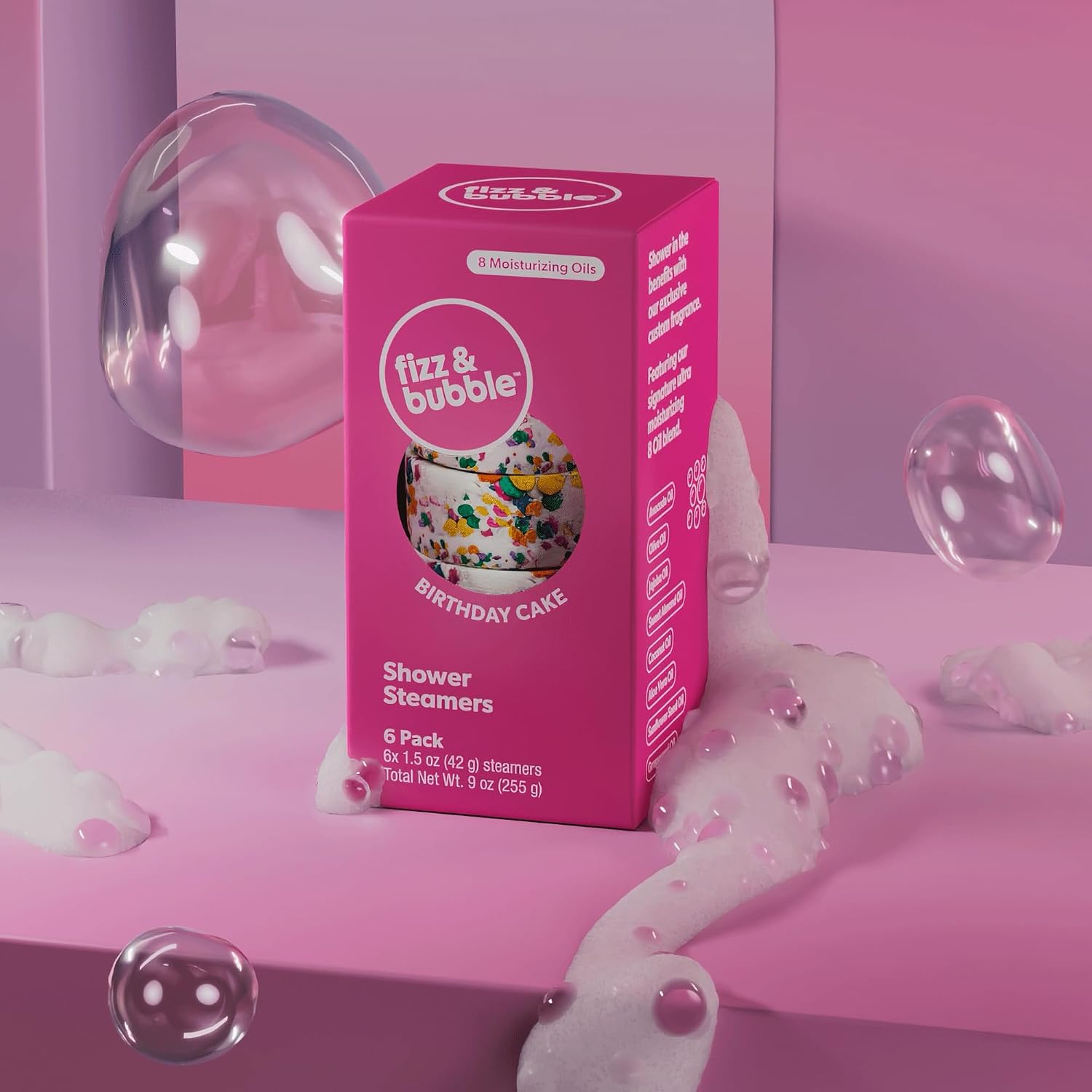 Fizz & Bubble Birthday Cake Shower Steamers 6 x 1.5 oz - 2 Pack