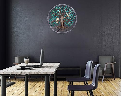 Miniatura 6 de CHINDEUISYUT Árbol de la vida - Arte de pared de metal para decoración de pared, árbol de la vida, grande, redondo, para colgar en la pared, para