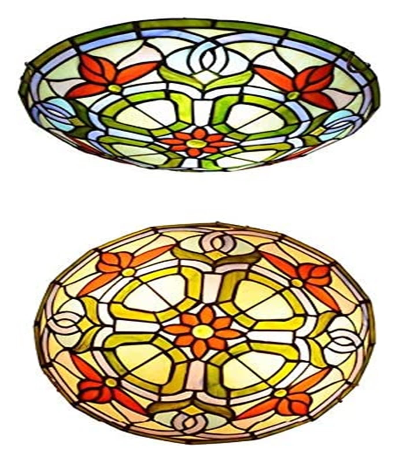 Lámpara de techo Lámpara de techo de vidrio de jardín retro, Lámpara de techo redonda para habitación de niños ultrafina retro Estilo Tiffany Lámpara de techo de vidriera para dormitorio Sala de estar