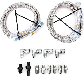 6AN 70" Transmission Cooler Hose Kit Lines Fitting Kit for GM Chevy 1996-2021 4L80E, for Ford C4-C6-AOD, for Turbo 350/400/200-200R4/700R4 4L60 4L60E 4L65E,Stainless Steel Braided Lines