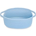 ABenkle Small Basket with Handles - Decorative Durable Rope Woven Storage Bin Shelf Storage Organizer Cube, Easter Baby Gift Basket, 12x8x5, Blue