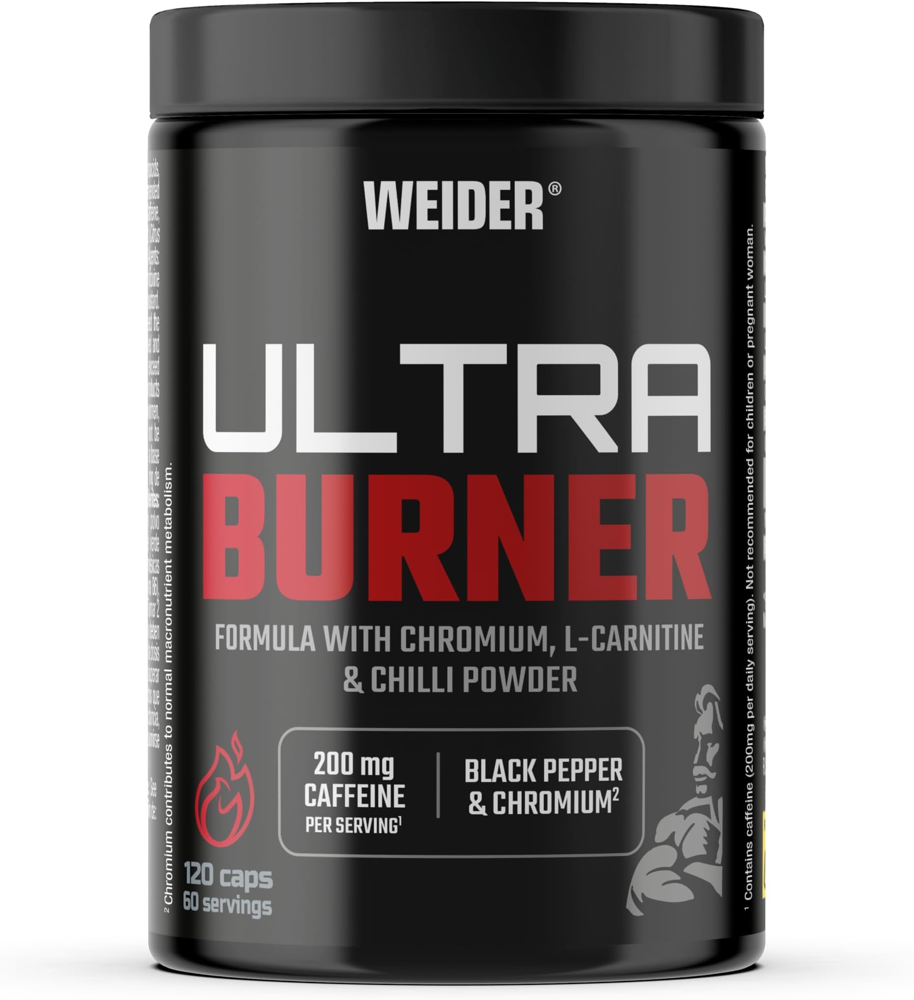 Ultra Burner 120 caps. Powerful thermogenic Formula. with Plant extracts and Caffeine. L-Carnitine, Chromium and Vitamin B6. 100% Vegan