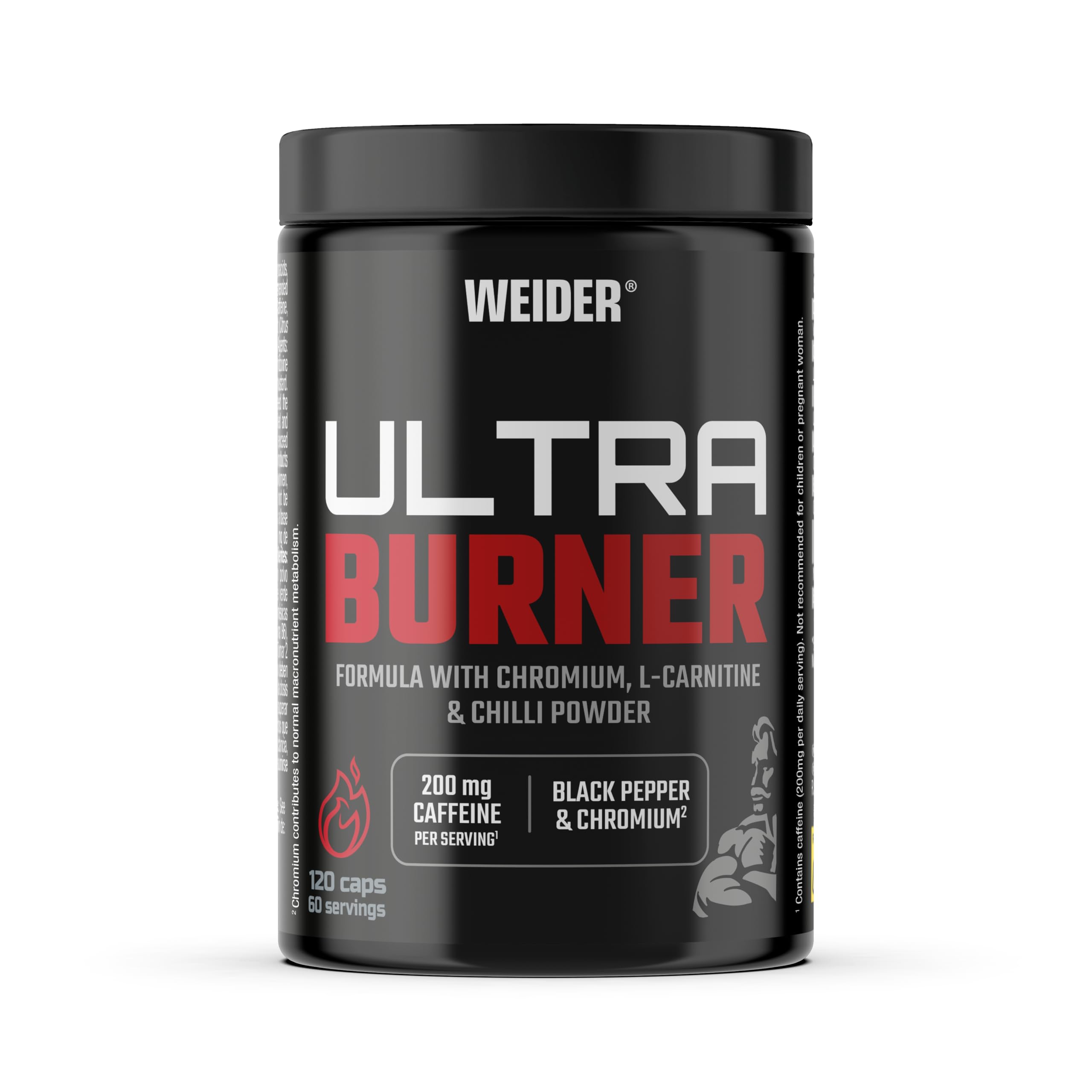 Weider Ultra Burner 120 caps, Powerful thermogenic Formula, with Plant extracts and Caffeine, L-Carnitine, Chromium and Vitamin B6, 100% Vegan