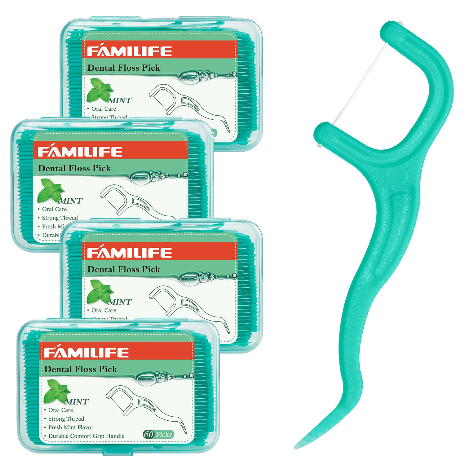 Buy Dental Floss Picks FAMILIFE Dental Flossers Unwaxed, Fresh Cool