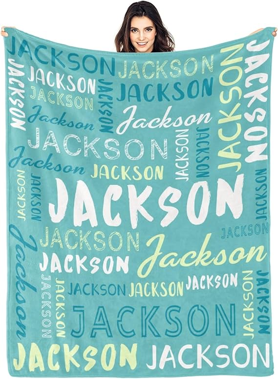 Personalized Name Blanket Customized Baby Blankets for Girls Boys Adults Monogrammed Blankets and Throws Christmas Birthday Mothers Fathers Valentines Day Gift