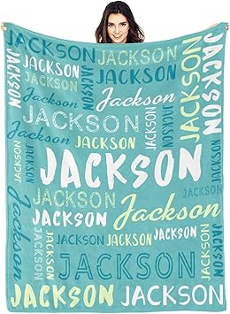 Personalized Name Blanket Customized Baby Blankets for Girls Boys Adults Monogrammed Blankets and Throws Christmas Birthday Mothers Fathers Valentines Day Gift