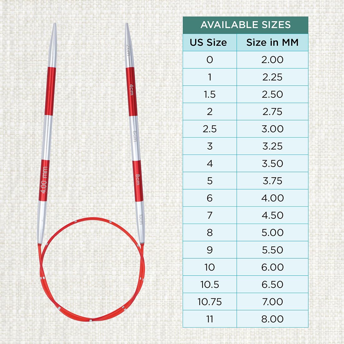 Aiguilles à Tricoter Circulaires KnitPro Aluminium - 40 Cm X 3 Mm Rouge - Câble Souple