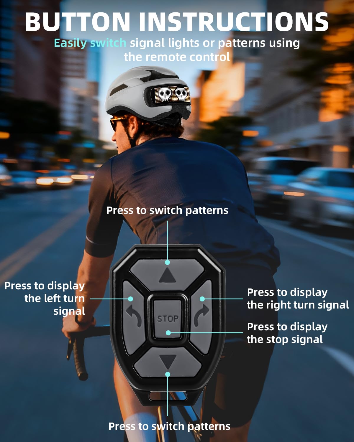Casco LED Inteligente con Control Remoto y App,Texto y patrón DIY Personalizables,luz Intermitente,Resistente,Impermeable,Ligero,para Hombres y Mujeres Adultos,per biciclette