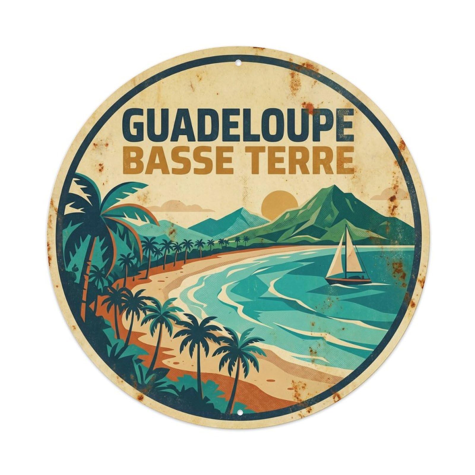 Guadeloupe Baseterre Caribbean Island WPA Travel Metal Tin Sign