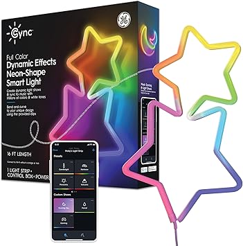 Cync GE Dynamic Effects Smart LED Strip Lights, Indoor Neon Rope Lights with Music Sync, Aesthetic Color Changing WiFi Light Strip for Room Decor, Works with Amazon Alexa and Google, 16 Ft