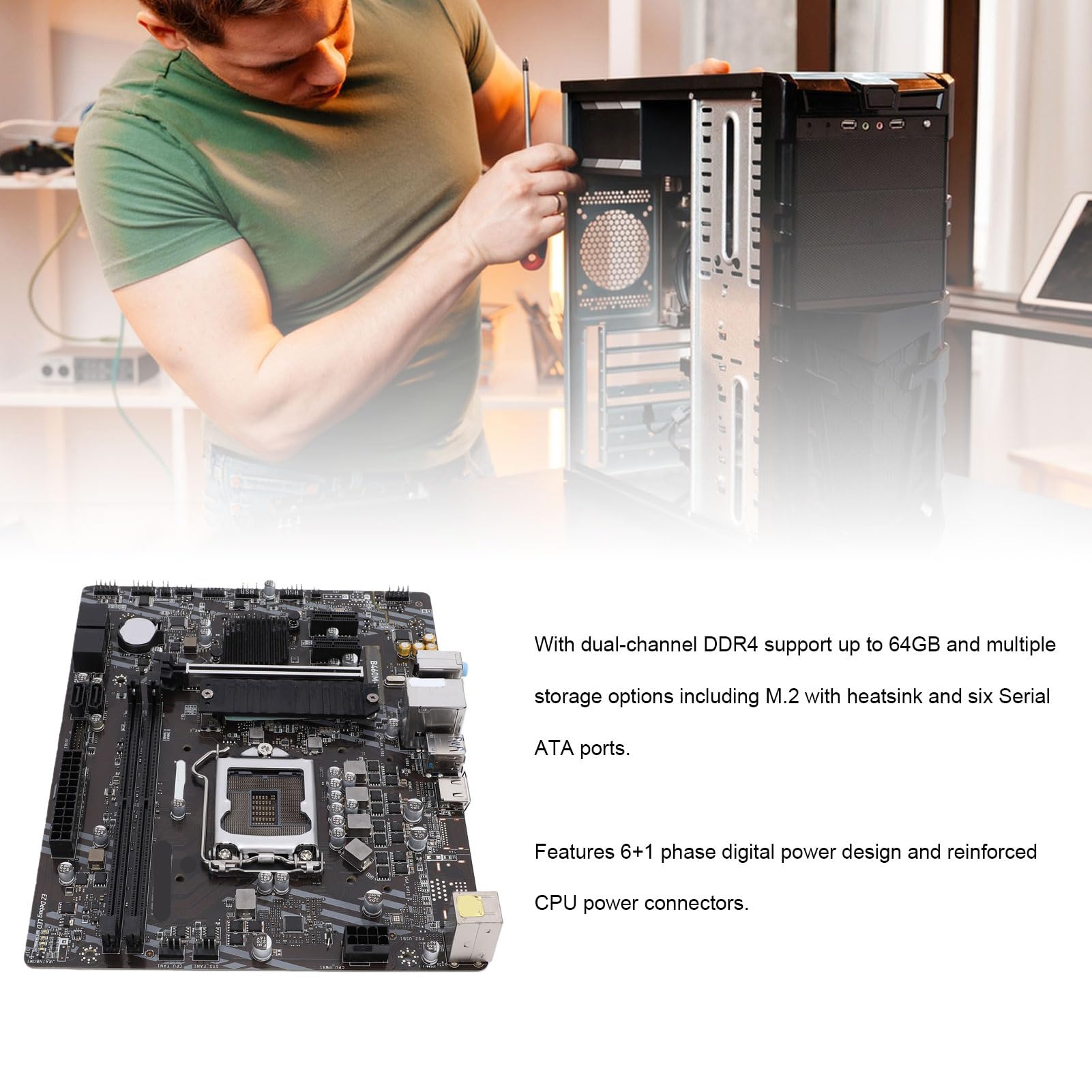 VBESTLIFE Placa Base para Juegos B460M LGA 1200 con Ranuras Duales DDR4
