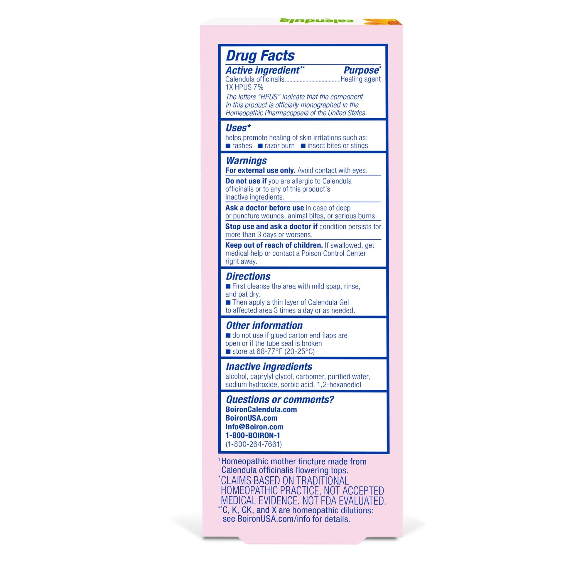 Boiron Calendula Gel Relief from Rashes, Skin Irritations, Razor Burn, or Insect Bites - Non-Greasy and Fragrance-Free - 2.6oz — Amazon image 5