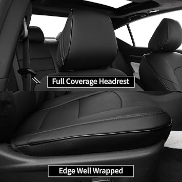 EKR Altima Seat Covers Custom Fit for Nissan Altima Base/SV/S/SR 2013 2014 2015 2016 2017 2018 & 2017 2018 SL (Rear Row/Non Removable Headrest) Full Set, Faux Leather (Black)