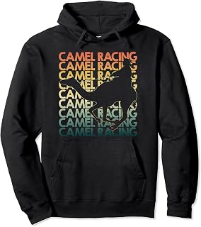 Retro Camel Racing Repetitive Vintage Jockey Pullover Hoodie