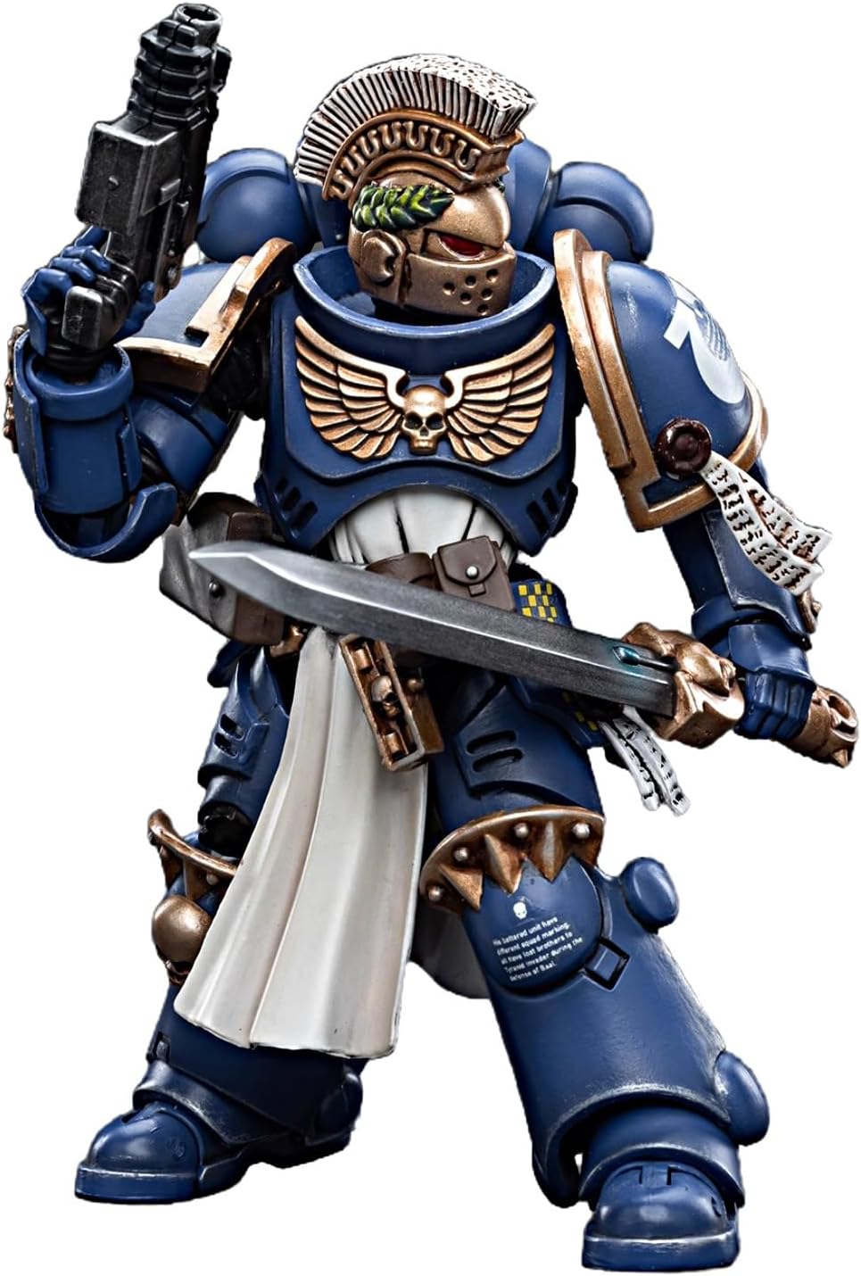 JOYTOY Brother Parnaeus Warhammer 40K 1/18 Action Figures Ultramarines Primaris Company Champion Brother Parnaeus 5.3Inch Collectible Model