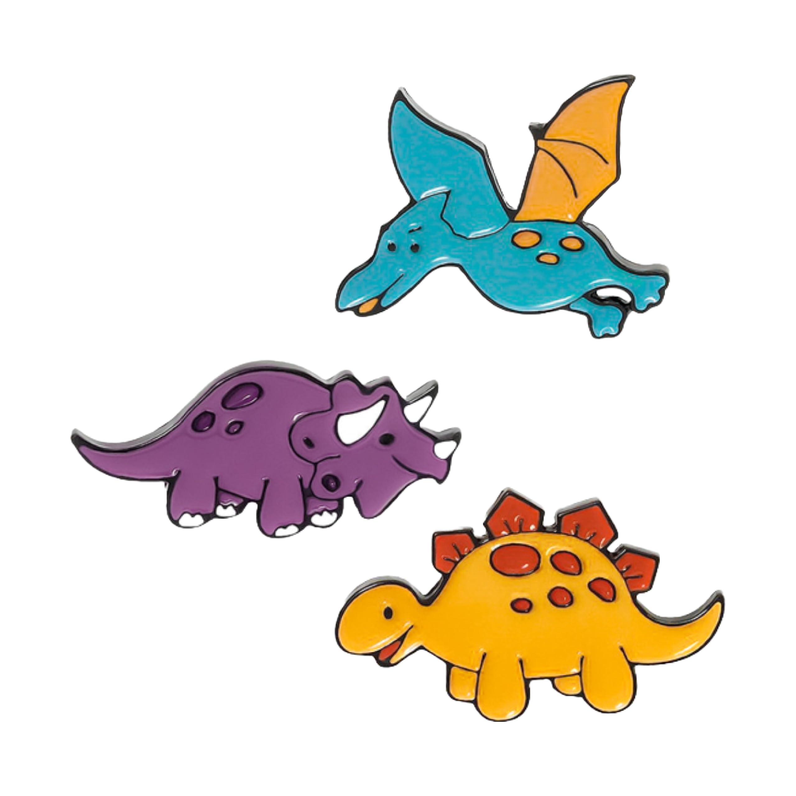 Mesozoic Dinosaurs Enamel Pin Multicolour Set for Men & Women - Set of 3