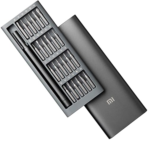 Xiaomi Mi Ultra Precision Screwdriver Kit 24 Common Household Bits, Fully Magnetic Aluminum Storage Case - A Must Have for Small Repairs, Black, BHGR4680GL
