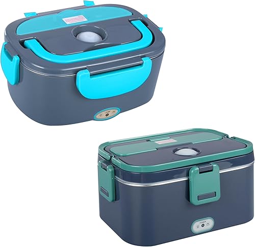 PHIWILLS Fiambrera eléctrica de 1.5 L y 1.8 L, calentador de alimentos de 80 W para adultos, calentador de almuerzo portátil 3 en 1, lonchera