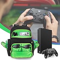Vista 7 de PGmoon Game Console Backpack Fits for Xbox OneOne S One X, Xbox Series S, Xbox 360 360 Slim, Travel Carrying Case Bag for 15.6 Laptop, Controllers