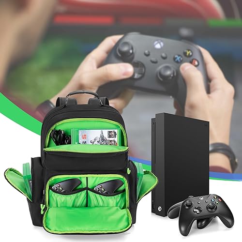 Miniatura 7 de PGmoon Game Console Backpack Fits for Xbox OneOne S One X, Xbox Series S, Xbox 360 360 Slim, Travel Carrying Case Bag for 15.6 Laptop, Controllers,