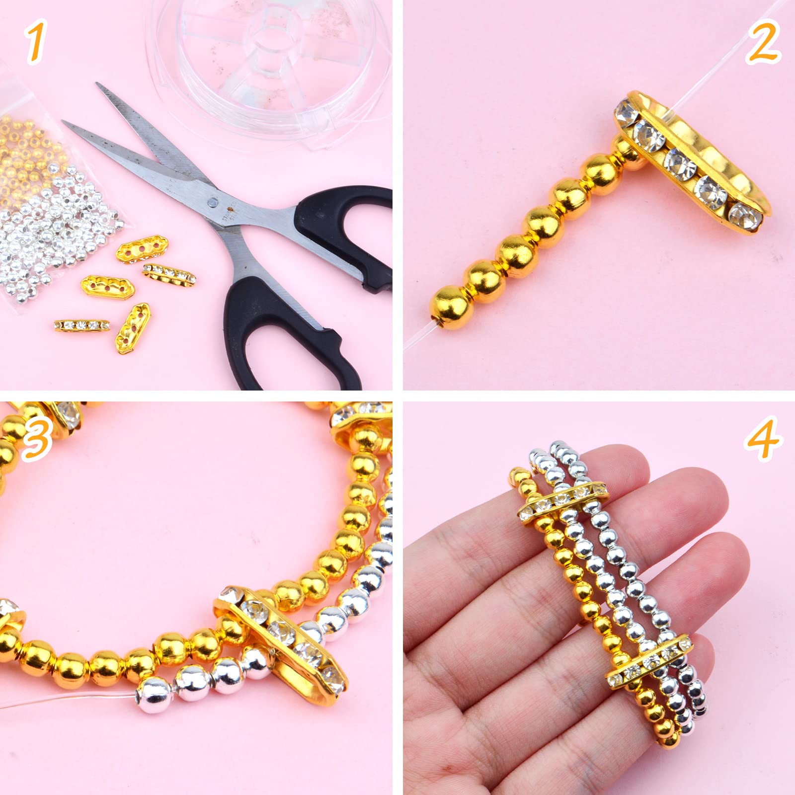 50 Stück Strass-Abstandshalter Mit 3 Löchern – 14k Gold Plattiert, Aus Messing, Für Schmuckbasteln, Ca. 18 Mm