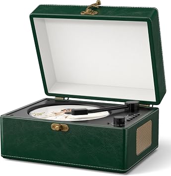 Retro CD Player with Bluetooth in&Out Portable Music Player for Relaxing Anywhere,Auto Power Off,USB,AUX,Headphone Jack,Vintage CD Player for Music Lovers,Birthday Gifts for Women/Men-Green