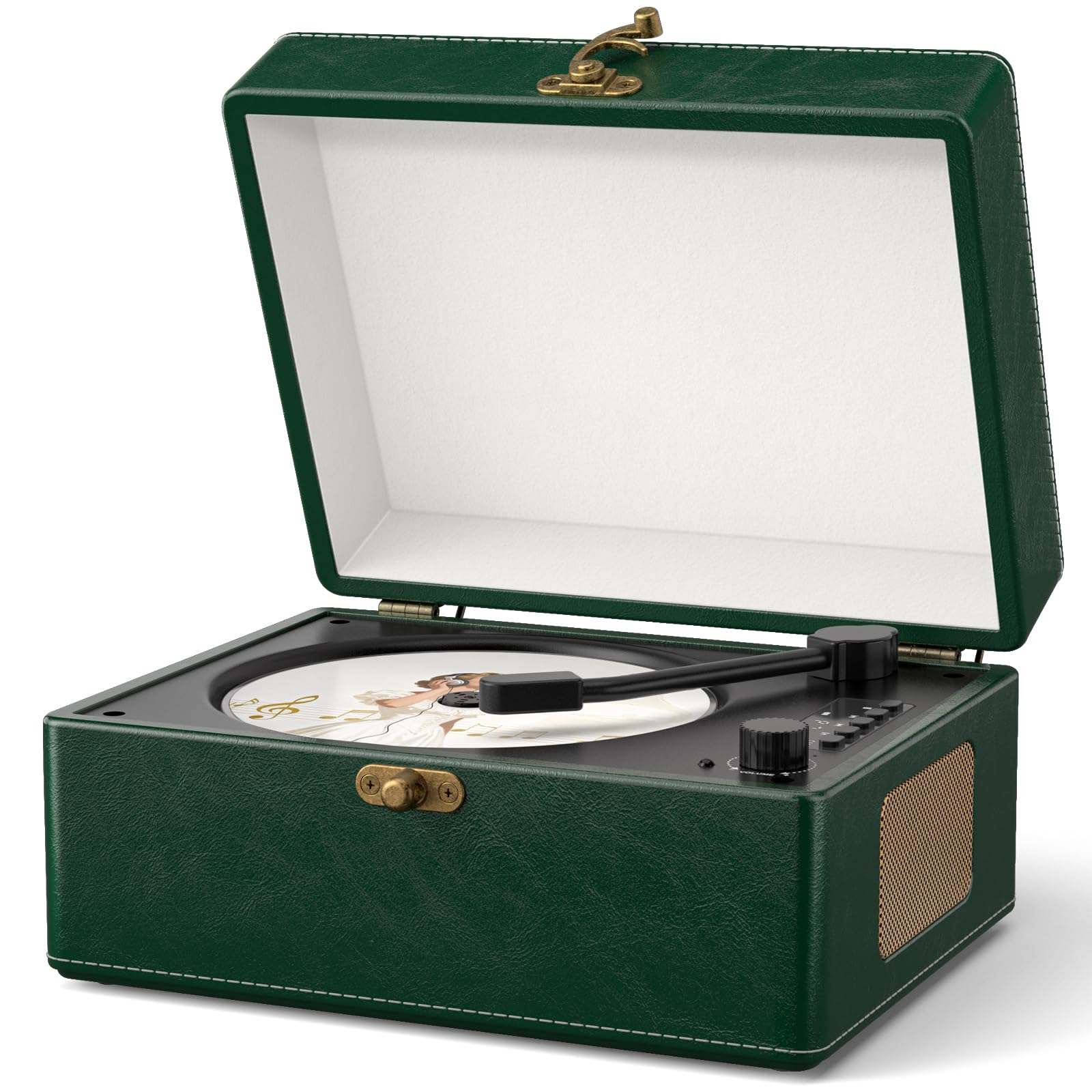 Retro CD Player with Bluetooth in&amp;Out Portable Music Player for Relaxing Anywhere,Auto Power Off,USB,AUX,Headphone Jack,Vintage CD Player for Music Lovers,Birthday Gifts for Women/Men-Green