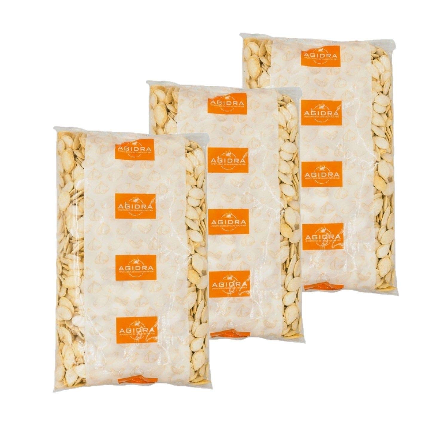 Lot 3x Graines de courge grillées salées - Agidra - paquet 500g