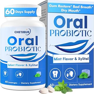 Oral Probiotics, 11 Billion CFU, with M18, A12, Oral Probiotics for Mouth Bad Breath for adults, Dry Mouth, Gum Health & Gum Restore, Chronic Halitosis, Fresh Breath, 60 Lozenges (Mint Flavor) - Amazon product rated Grade A